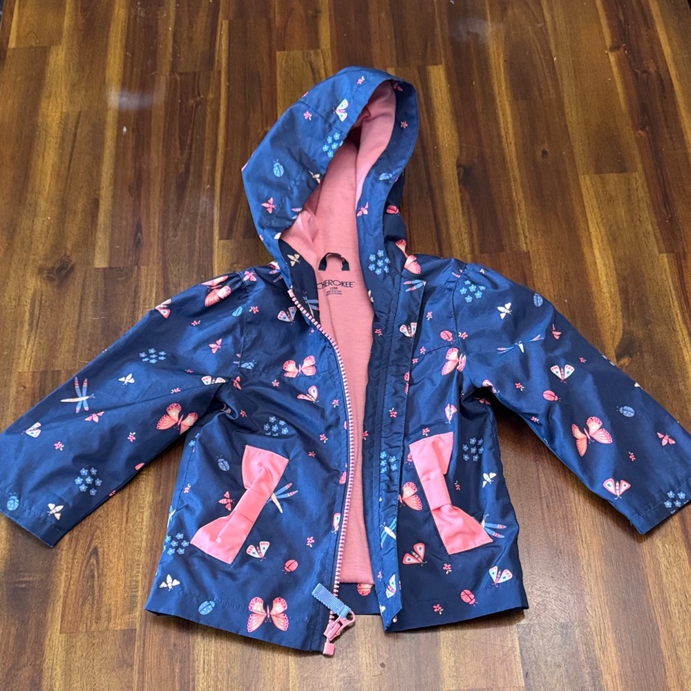 Cherokee Navy and Pink Butterfly Raincoat